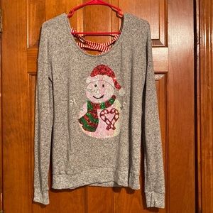 Poof! Gray Snowman Christmas Sweater